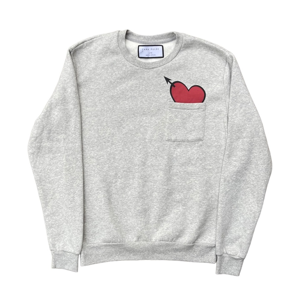 Zara Heart Pocket Crewneck Sweater